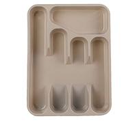 Urban Living Cutlery Tray 5 Compartment Plastic Holder Kitchen Drawer Insert Tidy for Flatware Utensils Spoon Fork Organiser Drawer Storage Rack Kitchen Large Strong (Taupe)