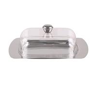 Urban Living Inox Silver Line Prestige Butter Dish with Acrylic Lid 19.5 cm