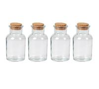 Urban Living Mini Glass Jars Bottles with Cork Stopper Lids Spice Herb Jam Food Storage Jar Bottles Empty Potion DIY Craft Sweets Wedding Party Favor Jars, 100-150ml, 4PCS (4, Plain - 150ml)
