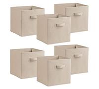 Urban Living Multi Purpose 31cm Cubic Storage Box Collapsible Organiser Storage Cube Basket Bin for Clothes, Toys, Books, DVDs, Bedding, Towels and More... (Beige x6)
