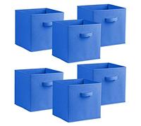 Urban Living Multi Purpose 31cm Cubic Storage Box Collapsible Organiser Storage Cube Basket Bin for Clothes, Toys, Books, DVDs, Bedding, Towels and More... (Blue x6)