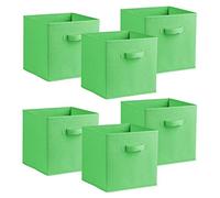 Urban Living Multi Purpose 31cm Cubic Storage Box Collapsible Organiser Storage Cube Basket Bin for Clothes, Toys, Books, DVDs, Bedding, Towels and More... (Lime Green x6)