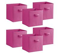 Urban Living Multi Purpose 31cm Cubic Storage Box Collapsible Organiser Storage Cube Basket Bin for Clothes, Toys, Books, DVDs, Bedding, Towels and More... (Pink x6)