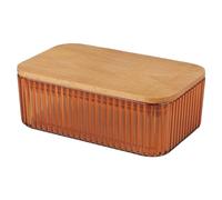 Urban Living Samba 500ml Airtight Storage Box with Wooden Lid 14.5 x 9 x 5.5 cm, Terracotta