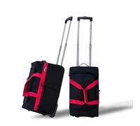 Urban London 20 Inch Cabin Suitcase - Lightweight Softside Wheeled Luggage with 2 Wheels, Telescopic Handle, Carry-On Travel Trolley for Business & Short Trips (Black and Red)