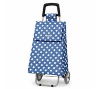 Urban London Extra Large 60L Shopping Trolley with 2 Wheels - Lightweight Foldable Grocery Cart with Strong Polyester Bag - Perfect for Groceries, Market, Travel & Daily Use (Blue Dots Pattern)