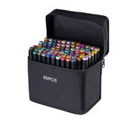 Urban London Professional Art Markers Set - 80 Dual Tip Alcohol Based Sketch Markers with Carrying Case, Permanent Fine & Broad Point Markers for Drawing, Sketching, Adult Coloring & Illustration