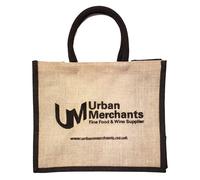 Urban Merchants Medium Reusable Jute Shopping Bag - Eco-Friendly, Durable, Spacious Shopping Bag with Padded Handles for Groceries, Daily Use and More. Dimensions 36 x 30 x 19cm