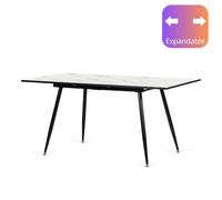 URBAN MEUBLE White Marble Effect Extendable Dining Table