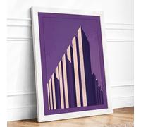 Urban Monument Art Deco Framed Wall Art Print A4 White | Ready to Hang, Premium Gi Paper, Fade-Resistant Inks, Securely Packaged, UK Made