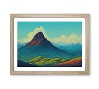 Urban Mountain Landscape Framed Print | A3 Oak Framed Wall Art | Ready to Hang | Modern Cityscape Picture | Living Room Bedroom Lounge Office