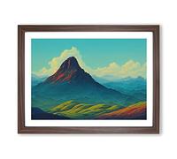 Urban Mountain Landscape Framed Print | A3 Walnut Framed Wall Art | Ready to Hang | Modern Cityscape Picture | Living Room Bedroom Lounge Office