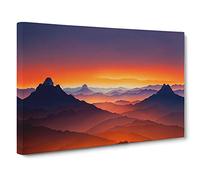 Urban Mountain Sunset Canvas Print | Gallery Wrapped 30mm Frame Wall Art | 30x20 inches | Ready to Hang | Contemporary Landscape Picture | Living Room Bedroom Lounge Office