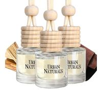 Urban Naturals Italian Leather 3pk Car Aroma Diffuser, Mahogany & Teakwood Scent, Glass with Wooden Cap, 45+ Days Long Lasting Fragrance, Made in USA
