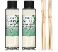 Urban Naturals Stress Relief Eucalyptus Spearmint Reed Diffuser Oil Refill | Fill Your own DIY Diffuser Bottle! Includes Replacement Reed Sticks, 4 oz (2 Pack)