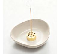 Urban Nest Ceramic Incense Holder - Glazed Incense Burner for Sticks and Cones (Vintage White, 8.2×7×2.5 cm)