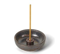 Urban Nest Ceramic Incense Holder - Handmade Iron Rust Glaze Incense Burner for Sticks | Candle Plate & Incense Sticks Holder | Round Aroma Bowl, 7.5cm