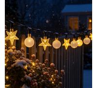 Urban Nest Solar Outdoor Fairy Lights, 12m 100 LED Warm White Waterproof Star & Globe String Lights IP65 for Garden Patio Balcony Decoration, 5 m / 20 LEDs