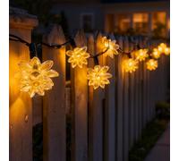 Urban Nest Solar Outdoor Fairy Lights, Warm White Waterproof Lotus Flower String Lights IP65, Solar Powered Garden Patio Balcony Decoration, 6.5 m / 30 LEDs