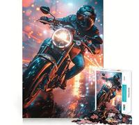 Urban Night Ride Jigsaw Puzzle 1000 Pieces Mental Focus Game Precision Cut Smooth Edges Absorbing Activity for Quiet Nights (38x26cm)
