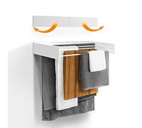 Urban Nouk Clothes Drying Rack, Wall-Mounted, Retractable, Foldable for Indoor or Outdoor Use, Space-Saving, Compact, Slim Design (White, 100 cm)