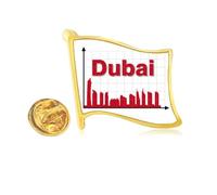 Urban Outline Axis Dubai Golden Metal Flag Lapel Pin Badge