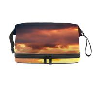 Urban Overpass Double Layer Cosmetic Bag for Women and Girls, Travel Toiletry Bag Makeup Handy Pouch Organiser Bag with Brush Compartment