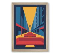 Urban Perspective Modern Framed Wall Art Print A1 (84.1×59.4cm) Oak, Wall Decor for Living Room, Bedroom, Office & Home, Ready to Hang, Art Gift