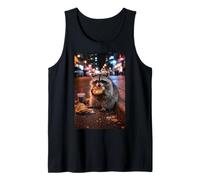 Urban Racoon Enjoying A Midnight Bagel Tank Top