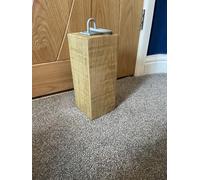 Urban Reclamation Rustic Chunky Oak Heavy Solid Wooden Door Stop | Handmade with Reclaimed Wood with Metal Ring Handle | FSC Certified (Galvanised, 15 cm)