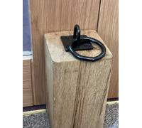 Urban Reclamation Rustic Chunky Oak Heavy Solid Wooden Door Stop | Handmade with Reclaimed Wood with Metal Ring Handle | FSC Certified (Black, 15 cm)