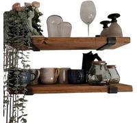 Urban Reclamation Rustic Wall Shelf Handmade Solid Wood Reclaimed Timber Shelf (inc Brackets) | 15cm x 3cm (Rugger Brown, 80cm)
