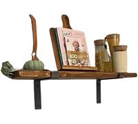 Urban Reclamation Rustic Wall Shelf Handmade Solid Wood Reclaimed Timber Shelf (inc Brackets) | 30cm x 3cm (Dark Oak, 160cm)