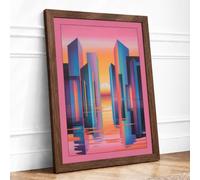 Urban Reflection Modern Framed Wall Art Print A3 (42×29.7cm) Walnut, Wall