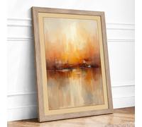 Urban Reflection Modern Framed Wall Art Print A4 (29.7×21cm) Oak, Wall Decor for Living Room, Bedroom, Office & Home, Ready to Hang, Art Gift