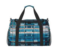 Urban Reflections Print Travel Duffel Bag for Men & Women, Foldable Travel Bags and Spacious Weekender Tote Bag for Storage Toiletry Luggage Personal Item, Black, L