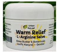 Urban ReLeaf Warm Relief L-Arginine Salve ! Shea Butter & Botanicals 100% Natural. Gentle Circulation Warming Massage Cream.
