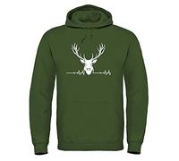 Urban Road Adults Hoody - HNT501 Stag ECG Logo - CustomPX Military Green