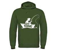 Urban Road Gone Fishing Hoody Angling Hooded Top Clothing Gift Printed Sweatshirt Hoodie (Military Green, s)
