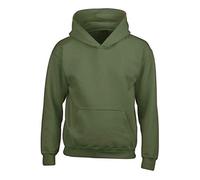 Urban Road Kids Heavy Blend Plain Hoodie Sweatshirt Hooded Top for Boys & Girls Military Green