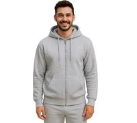 Urban Road Men’s Plain Fleece Zip Hoodie - Full Zip Hooded Sweatshirt with Pockets, 50/50 Cotton Polyester, Casual & Workwear, Regular & Plus Sizes Grey
