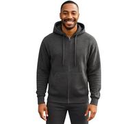 Urban Road Men’s Plain Fleece Zip Hoodie - Full Zip Hooded Sweatshirt with Pockets, 50/50 Cotton Polyester, Casual & Workwear, Regular & Plus Sizes Charcoal