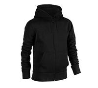 Urban Road Mens Plain Hooded Sweatshirt | Zip Top (2XL, Black)