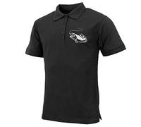Urban Road Mens Premium Comfort Fit Short Sleeve Fish Logo Polo Shirt Summer Top (Black, L)