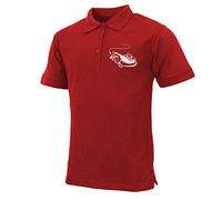 Urban Road Mens Premium Comfort Fit Short Sleeve Fish Logo Polo Shirt Summer Top (Red, XXL)