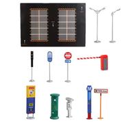 Urban Road Sign Model Set - Kid-Friendly Mini Traffic Signals and Warning Boards, Playtable Street Setup Accessory Pack | Portable City Figures, Interactive Safety Learning Layout, Collectible