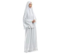 Urban Rugs Two-Piece Islamic Prayer Wear - Modest Isdal in Multiple Styles (Regular Size, White Dantelle)