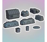 Urban Sci-fi Scatter Terrain Pack 2 - Sci Fi City Terrain 28mm - 32mm 3D Printed
