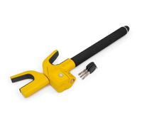 Urban UR978Y High Security Steering Wheel Lock Alarm 120dB, Most Visible Yellow Adjustable Steel Double Hook, Protective Pads, Safety Hammer, Universal Anti Theft Device for Car Auto Van Truck