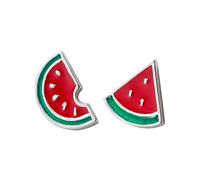URBAN SHe° 925 Sterling Silver Mismatched Red and Green Enamel Watermelon Stud Earrings